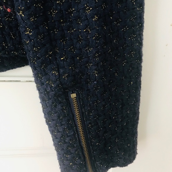 QMack Blue Gold Metallic Houndstooth Moto Jacket - Picture 6 of 7